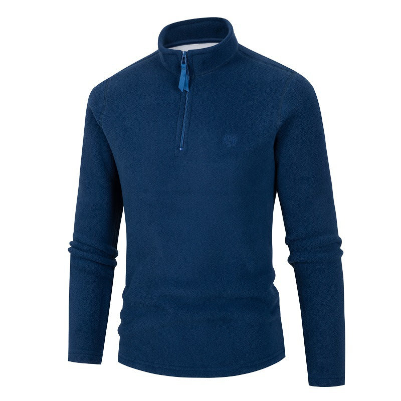 Men's fleece pullover with stand-up collar and zipper Lisslune