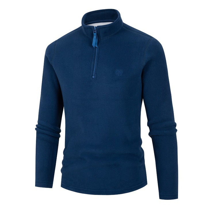 Men's fleece pullover with stand-up collar and zipper Lisslune
