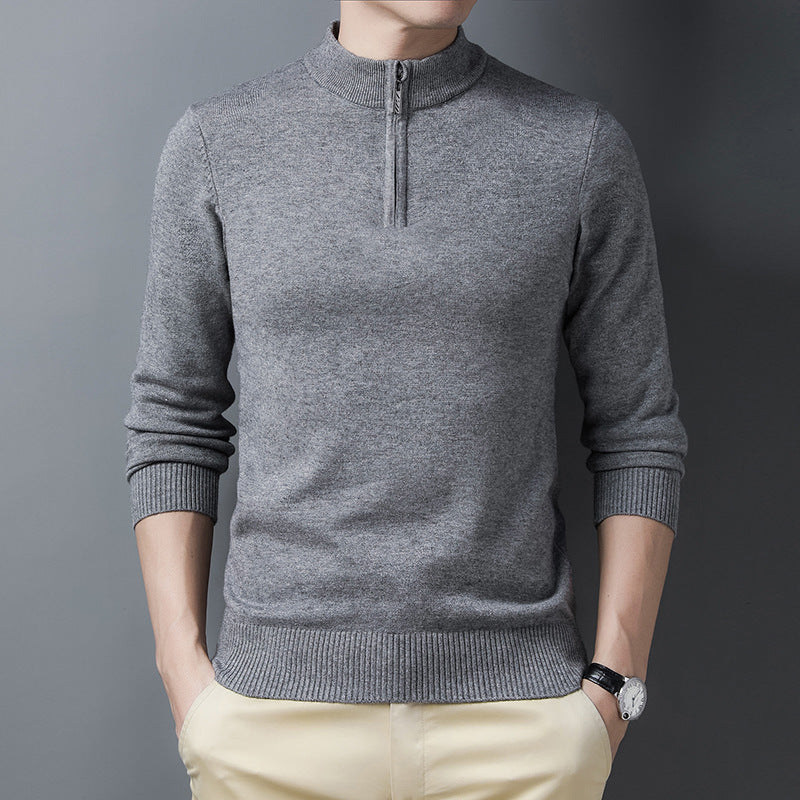 Men's Elegant Knitted Sweater with High Collar Zipper Lisslune