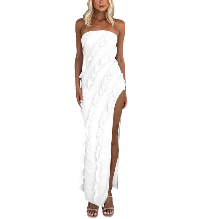 Damen Elegantes Rüschendes Wickelkleid mit seitlichem Schlitz Lisslune