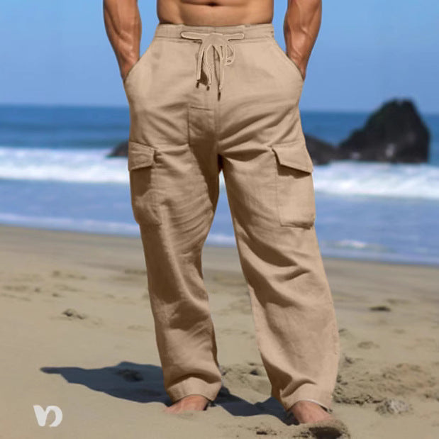 Men's Comfortable Cargo Pants with Practical Drawstring and Side Pockets Lisslune