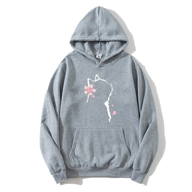 Women's hoodie with floral cat design Lisslune