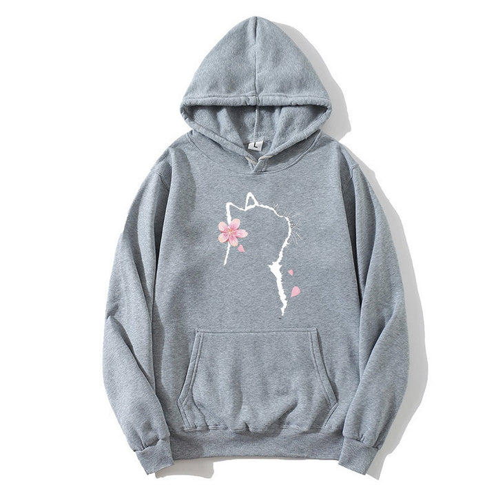 Women's hoodie with floral cat design Lisslune