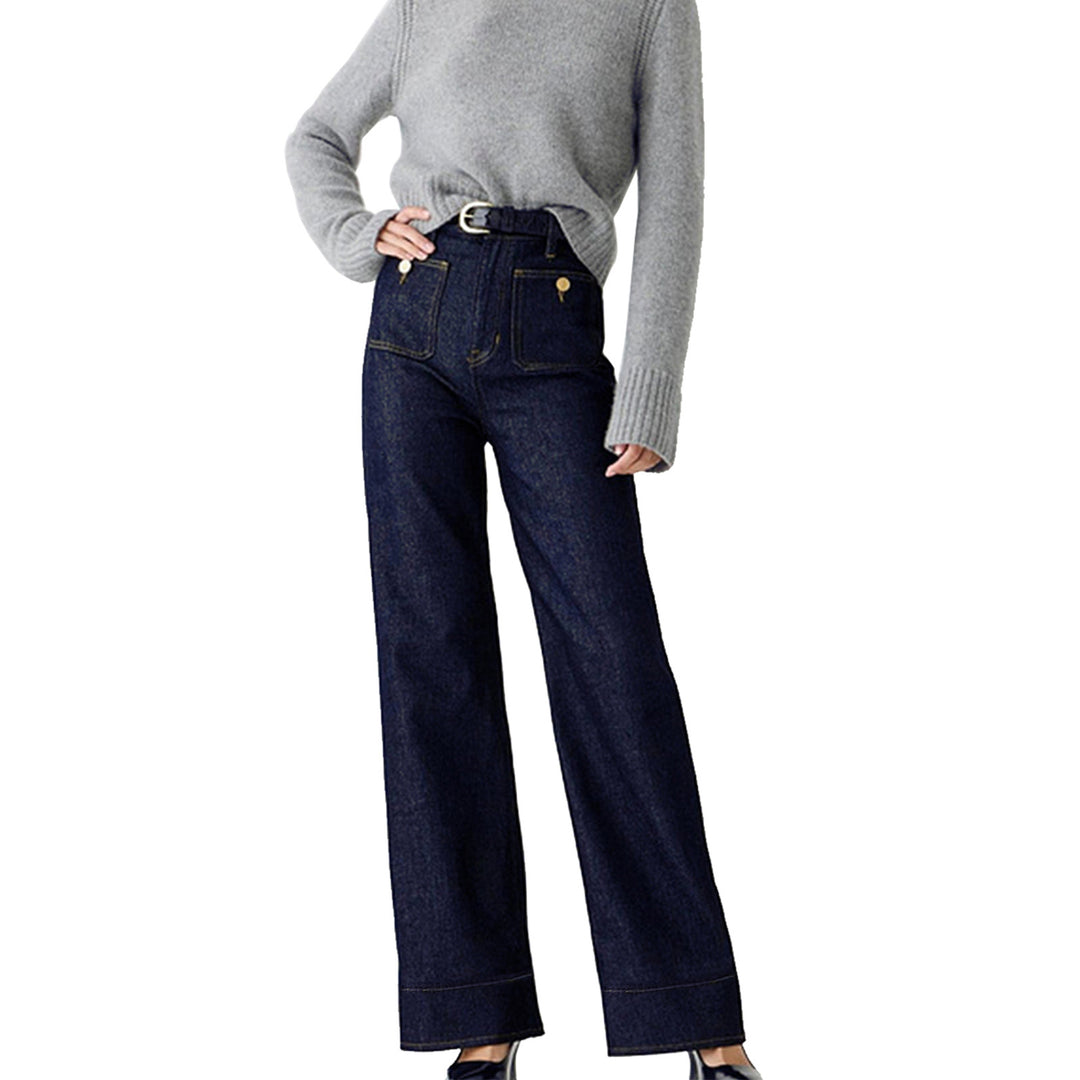 Damen Weite Komfortable Jeans mit hohen Bund Lisslune