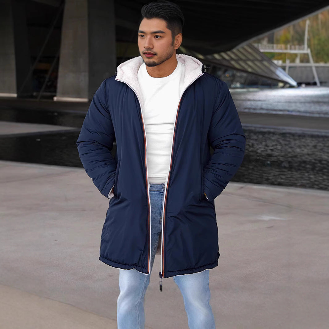 Men's Reversible Padded Coat with Hood and Practical Pockets Lisslune