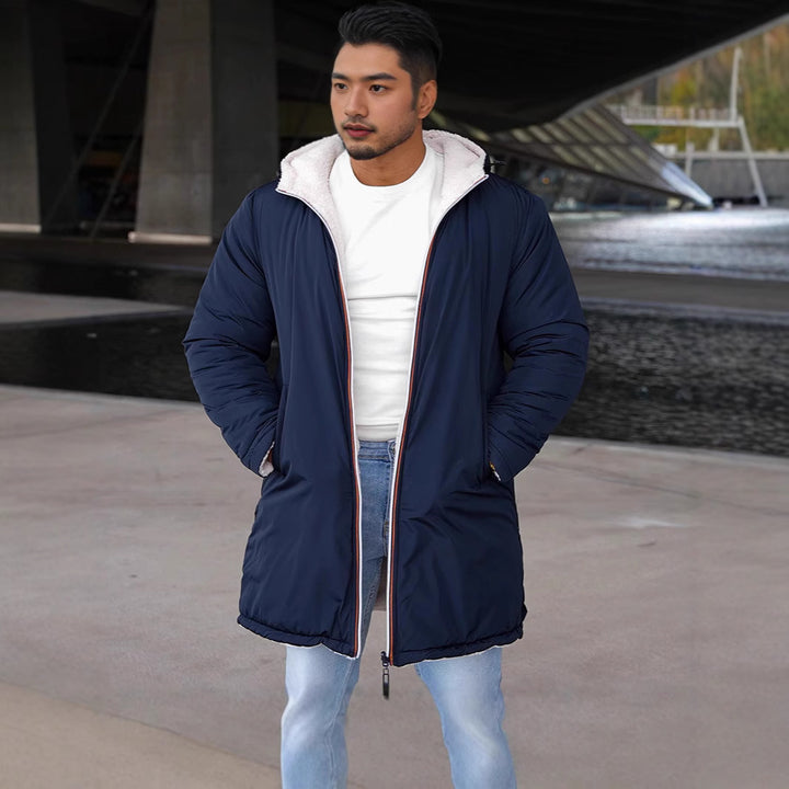 Men's Reversible Padded Coat with Hood and Practical Pockets Lisslune