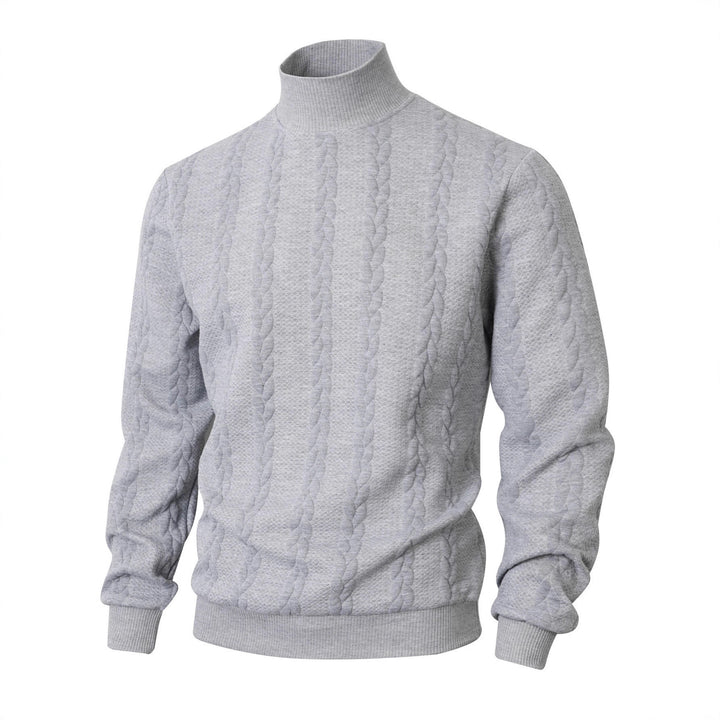 Men's stylish knitted sweater with stand-up collar and textured design Lisslune