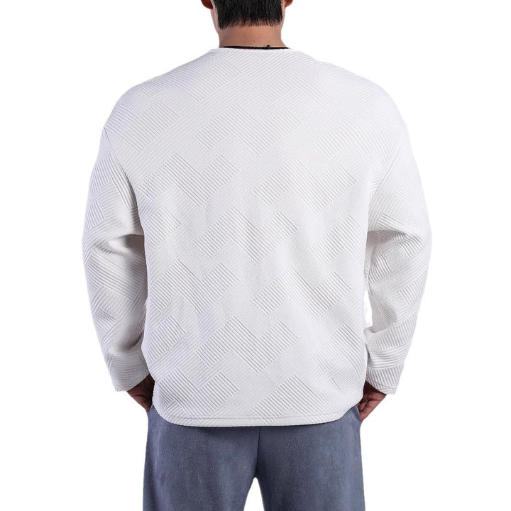 Men's long-sleeve shirt with button-down collar and textured pattern Lisslune