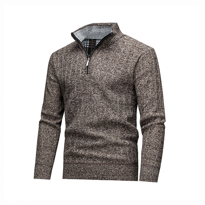 Men's Comfortable Turtleneck Sweater with Modern Zipper and Textured Design Lisslune