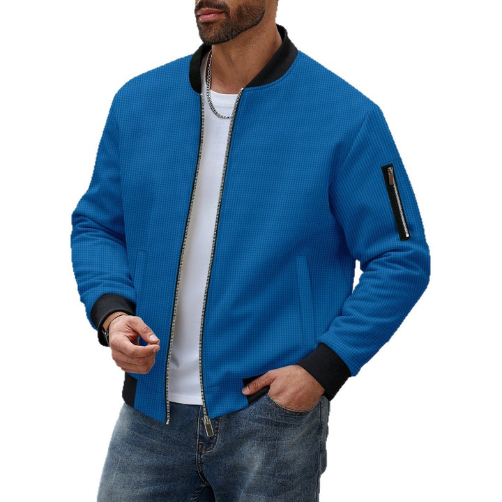 Men's sporty bomber jacket with textured material and practical side pockets Lisslune