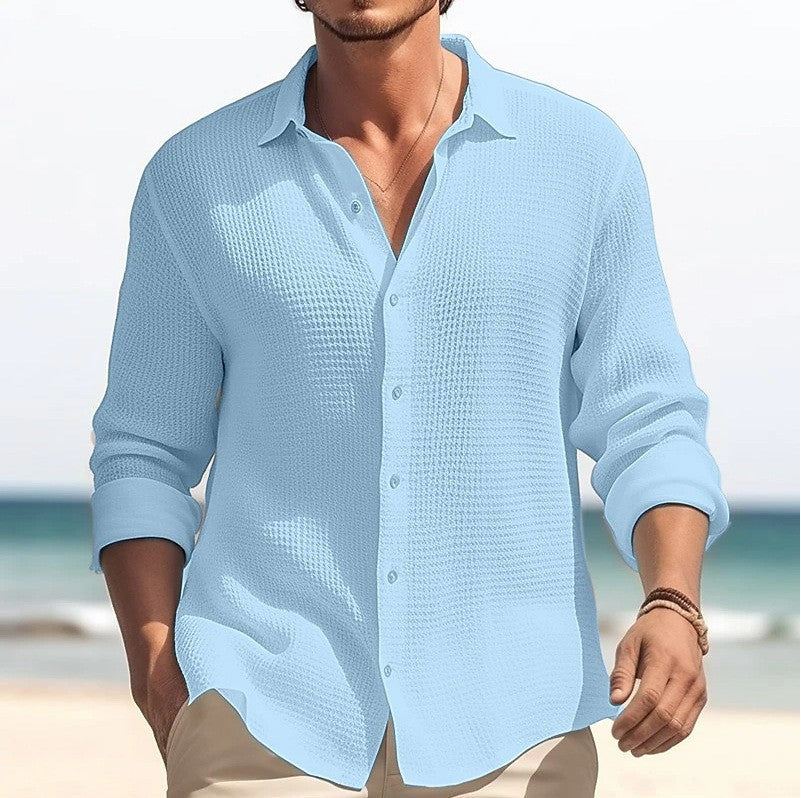 Men's long-sleeve shirt with textured fabric and modern cut Lisslune