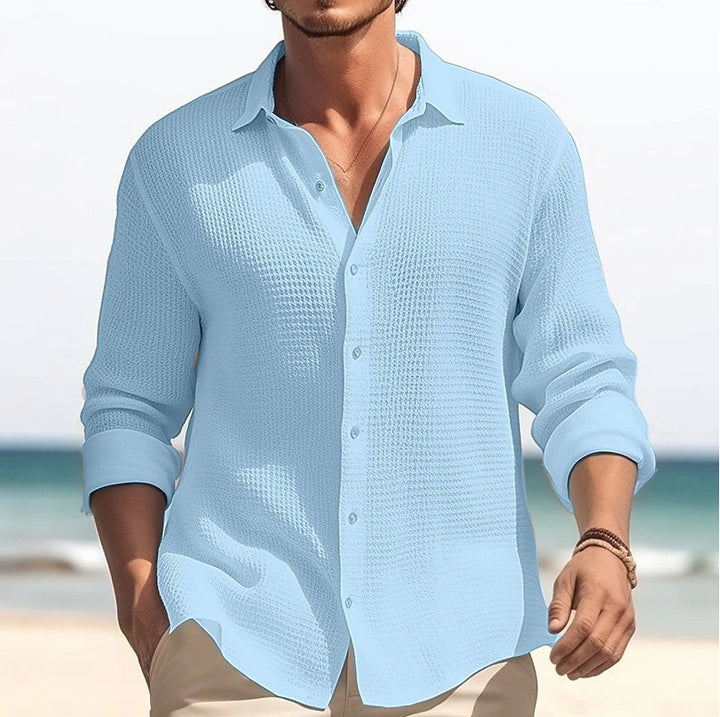 Men's long-sleeve shirt with textured fabric and modern cut Lisslune