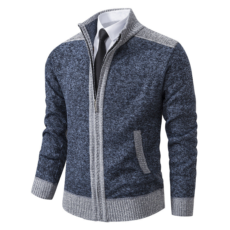 Men's quilted cardigan with high collar and practical pockets Lisslune
