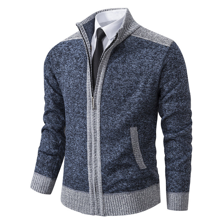 Men's quilted cardigan with high collar and practical pockets Lisslune
