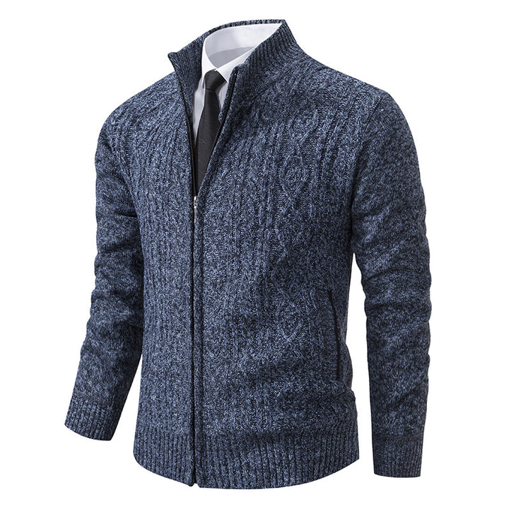 Men's cardigan with stand-up collar and textured pattern Lisslune