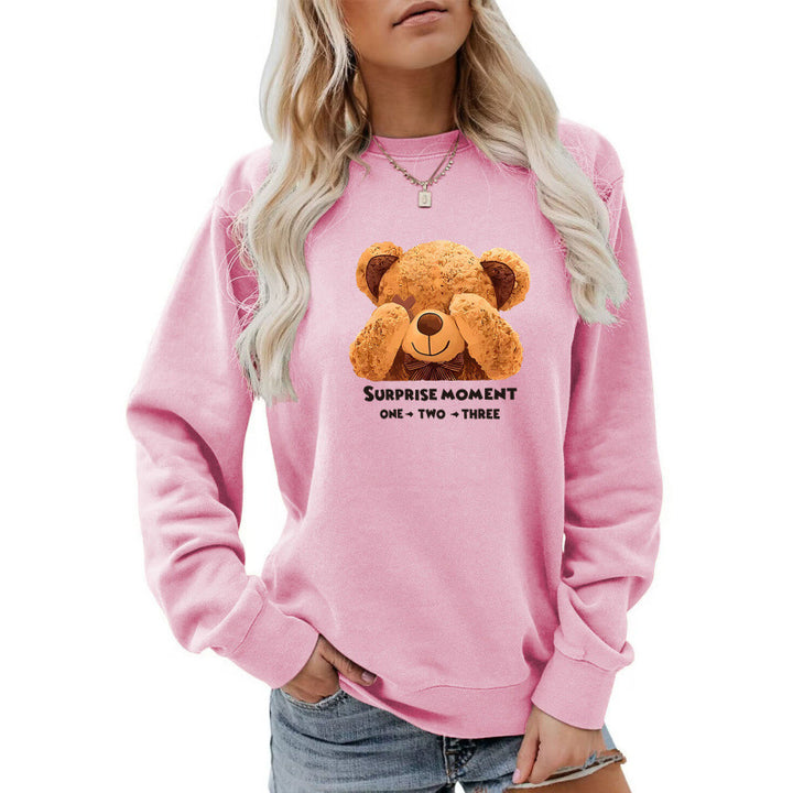 Women's leisure sweater with cute bear design Lisslune