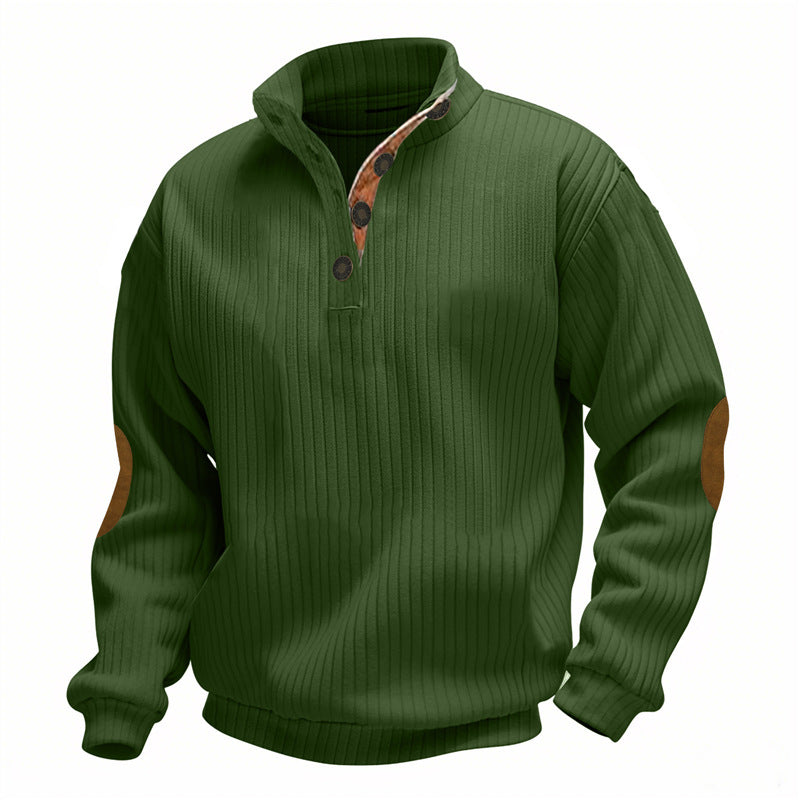 Men's casual knitted sweater with collar and fashionable elbow patches Lisslune