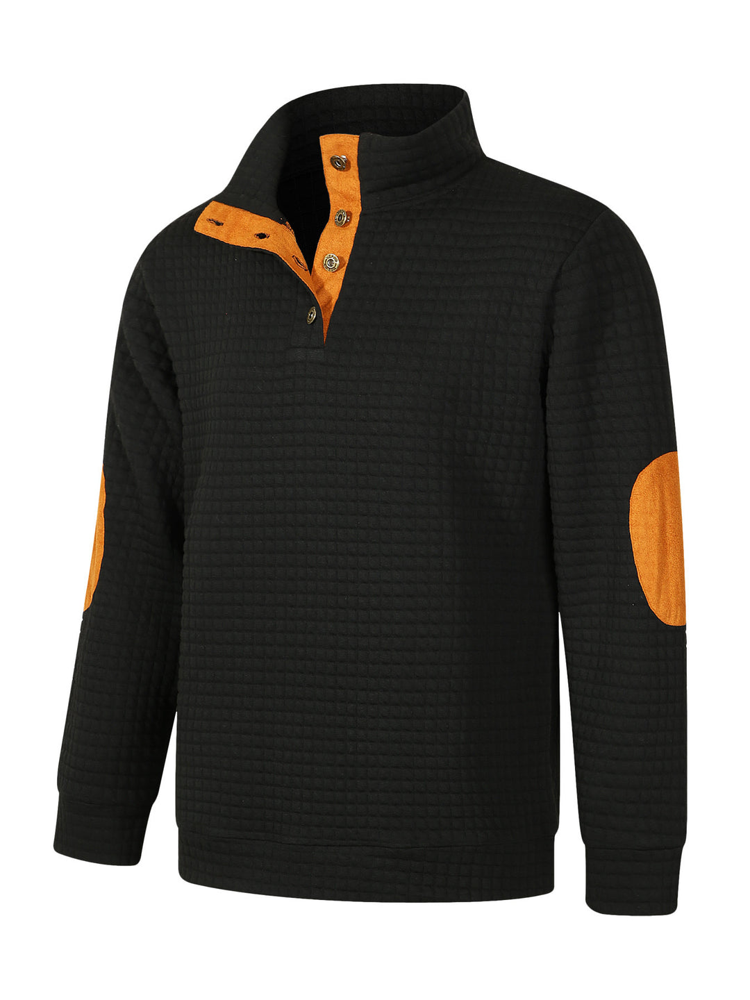 Men's Comfortable Sweatshirt with Button Placket and Contrast Elements Lisslune