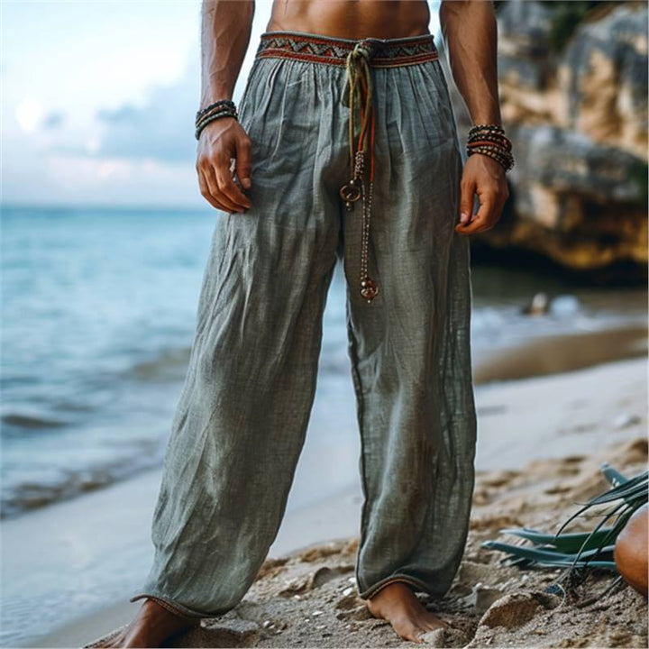 Men's casual beach pants with elastic waistband and high-quality material Lisslune
