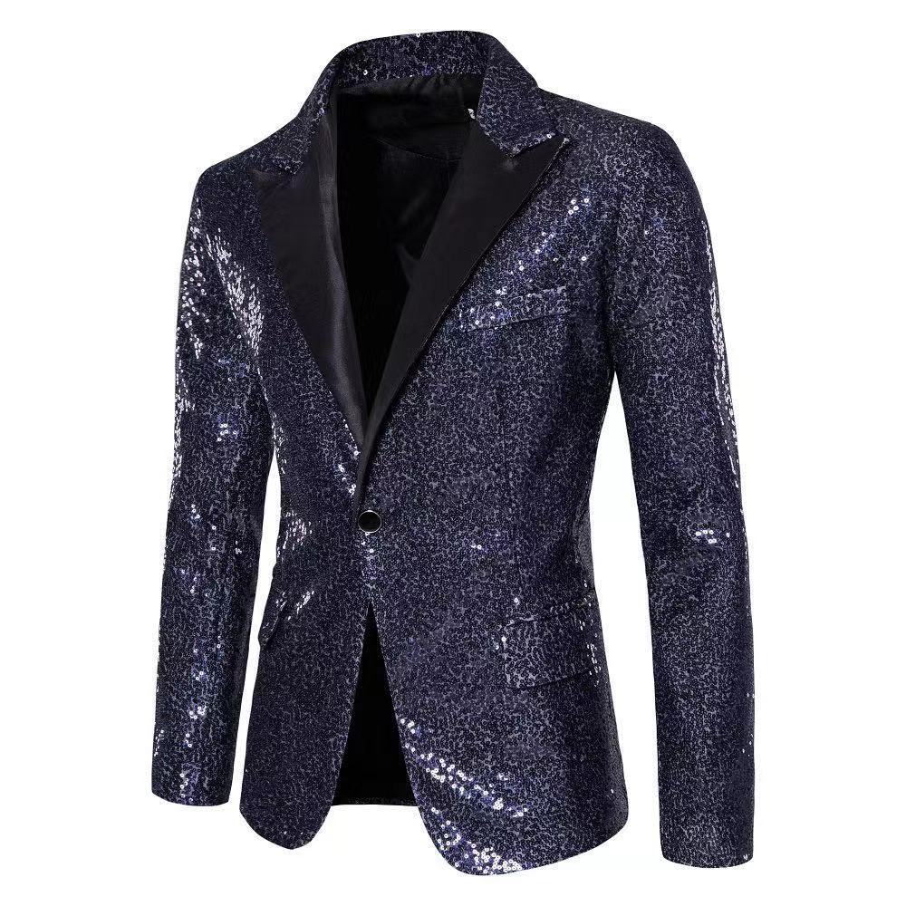 Men's elegant sequin blazer with exquisite decorative accents Lisslune