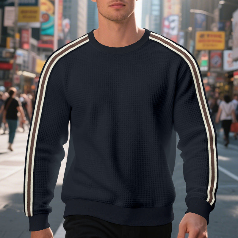 Men's Comfortable Sweatshirt with Textured Design and Stylish Stripe Details Lisslune