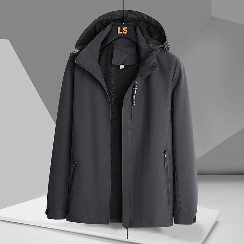 Men's sporty transitional jacket with adjustable hood and water-repellent material Lisslune