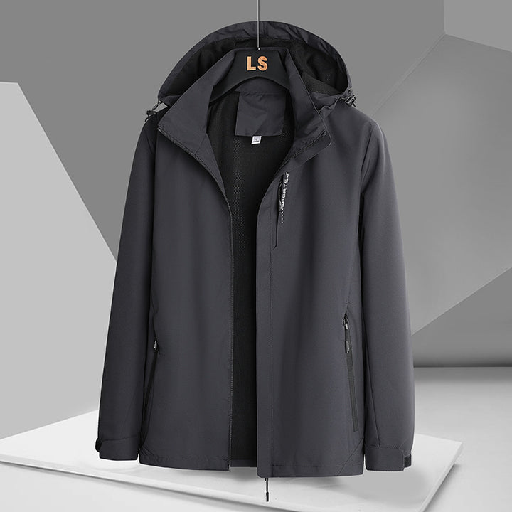 Men's sporty transitional jacket with adjustable hood and water-repellent material Lisslune