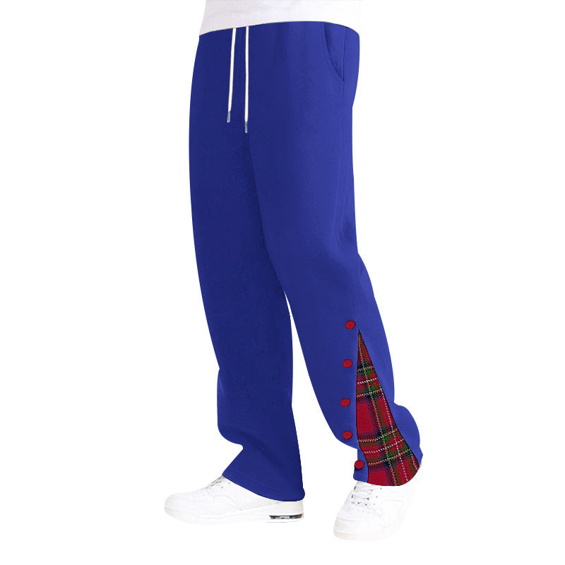 Men's fashionable leisure pants with side check pattern and adjustable drawstring Lisslune