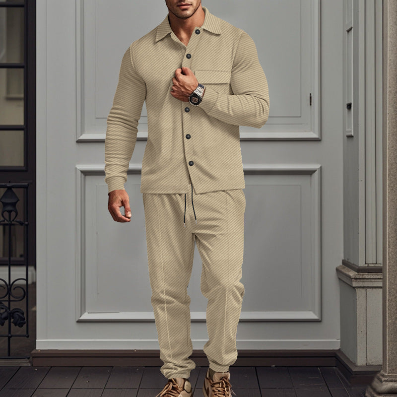 Men's fashionable two-piece leisure suit with textured design Lisslune