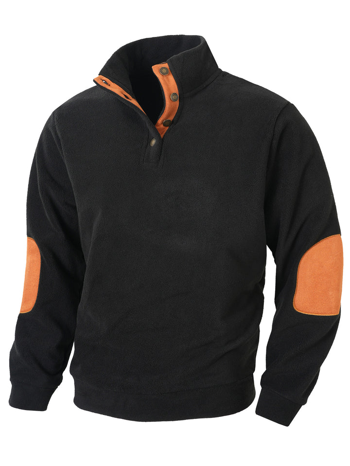 Men's fleece pullover with stylish stand-up collar and contrast details Lisslune