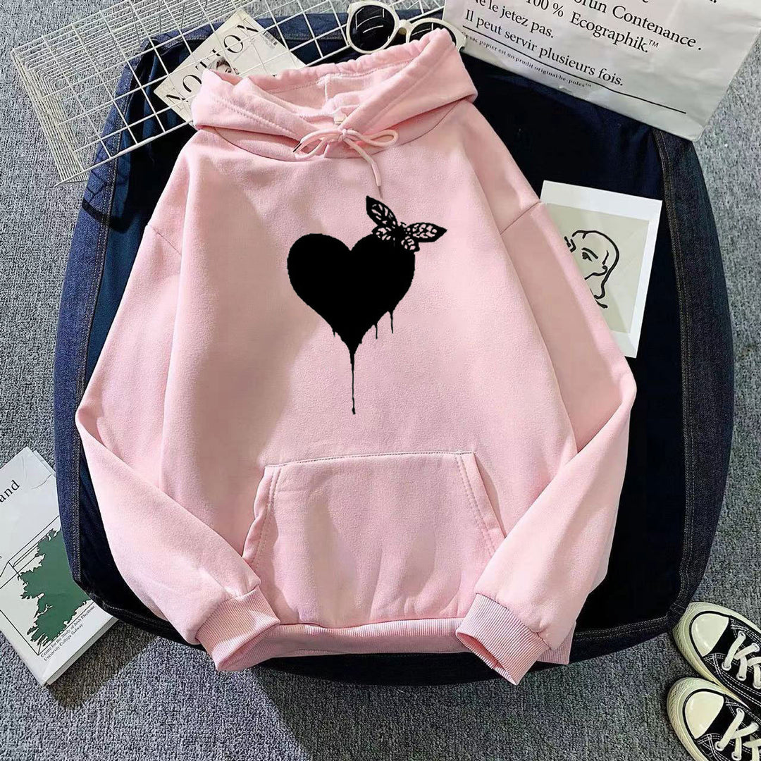 Women's Hoodie with Creative Heart Design Lisslune