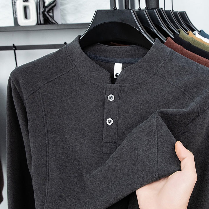 Men's long-sleeve shirt with button placket and comfortable fit Lisslune