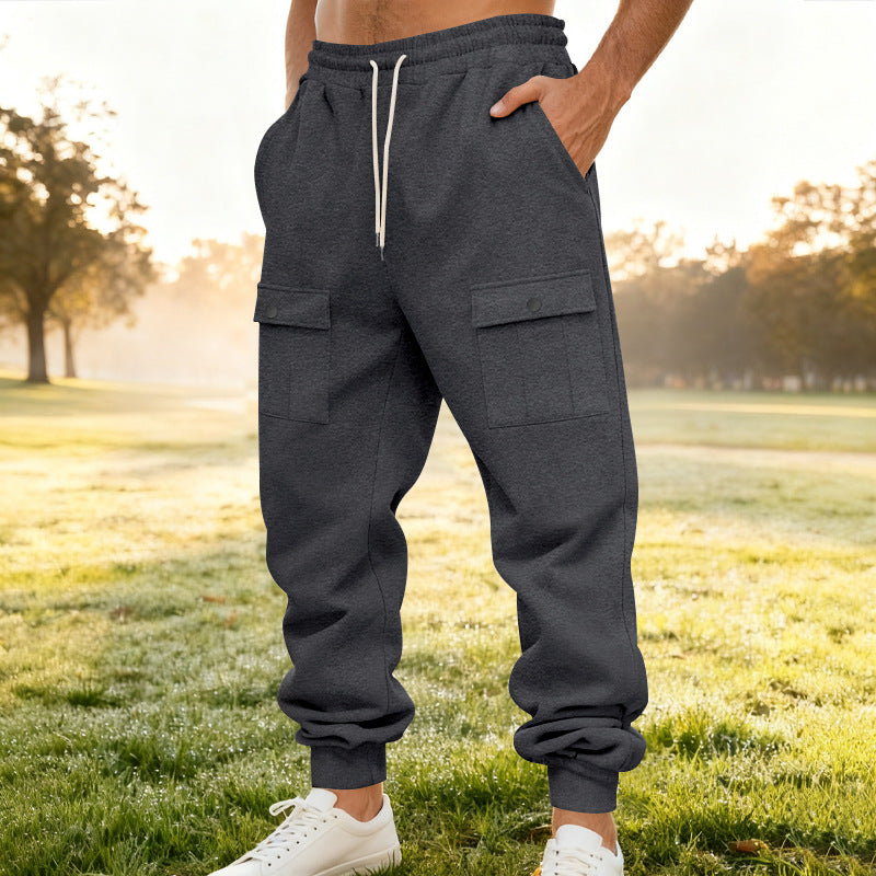 Men's cargo joggers with elastic waistband and functional pockets Lisslune