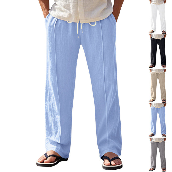 Men's Casual Beach Pants with Elastic Waistband and Side Pockets Lisslune