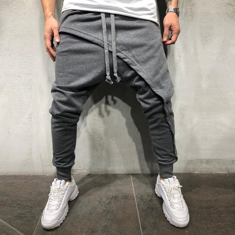 Men's Sporty Comfortable Jogging Pants with Drop Crotch and Drawstring Lisslune