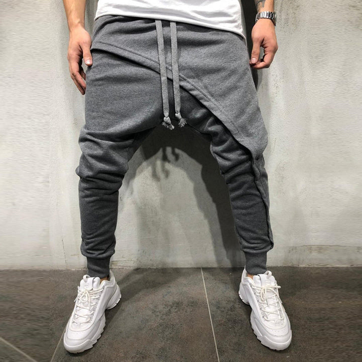 Men's Sporty Comfortable Jogging Pants with Drop Crotch and Drawstring Lisslune