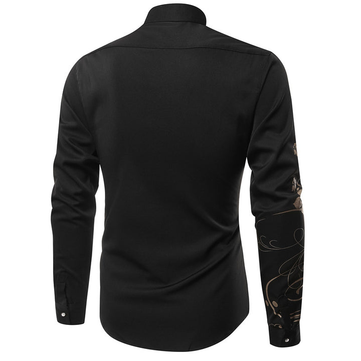 Men's fashion long-sleeve shirt with floral design Lisslune