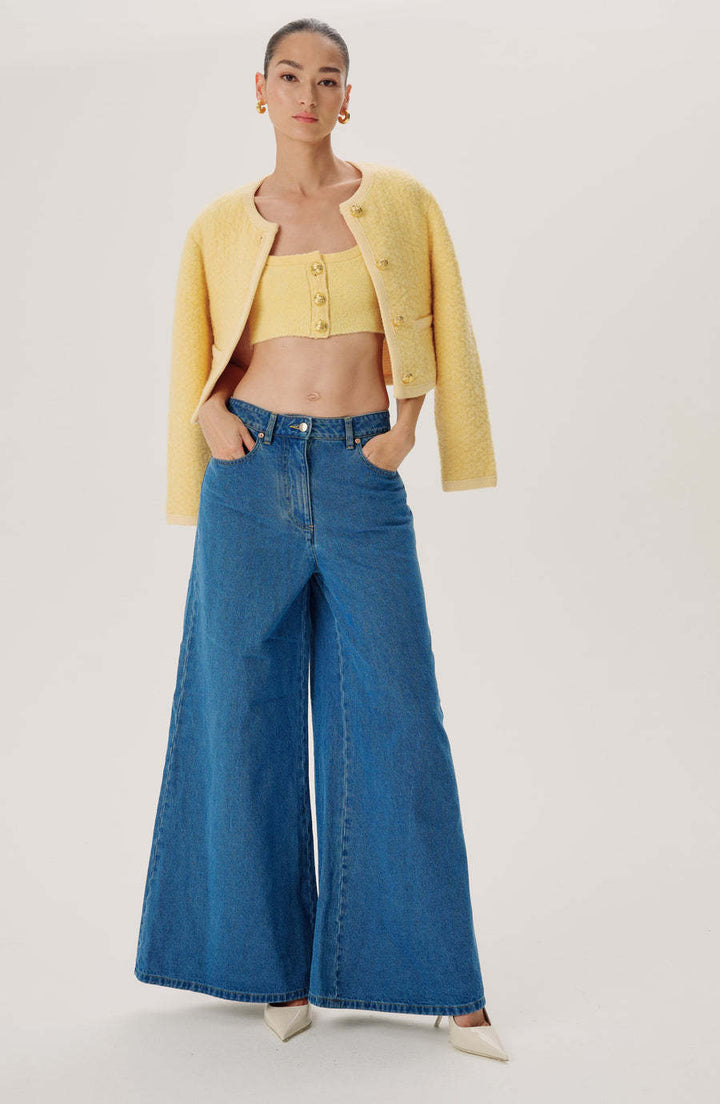 Damen weit geschnittene Jeans mit hohem Bund und eleganter Silhouette Lisslune