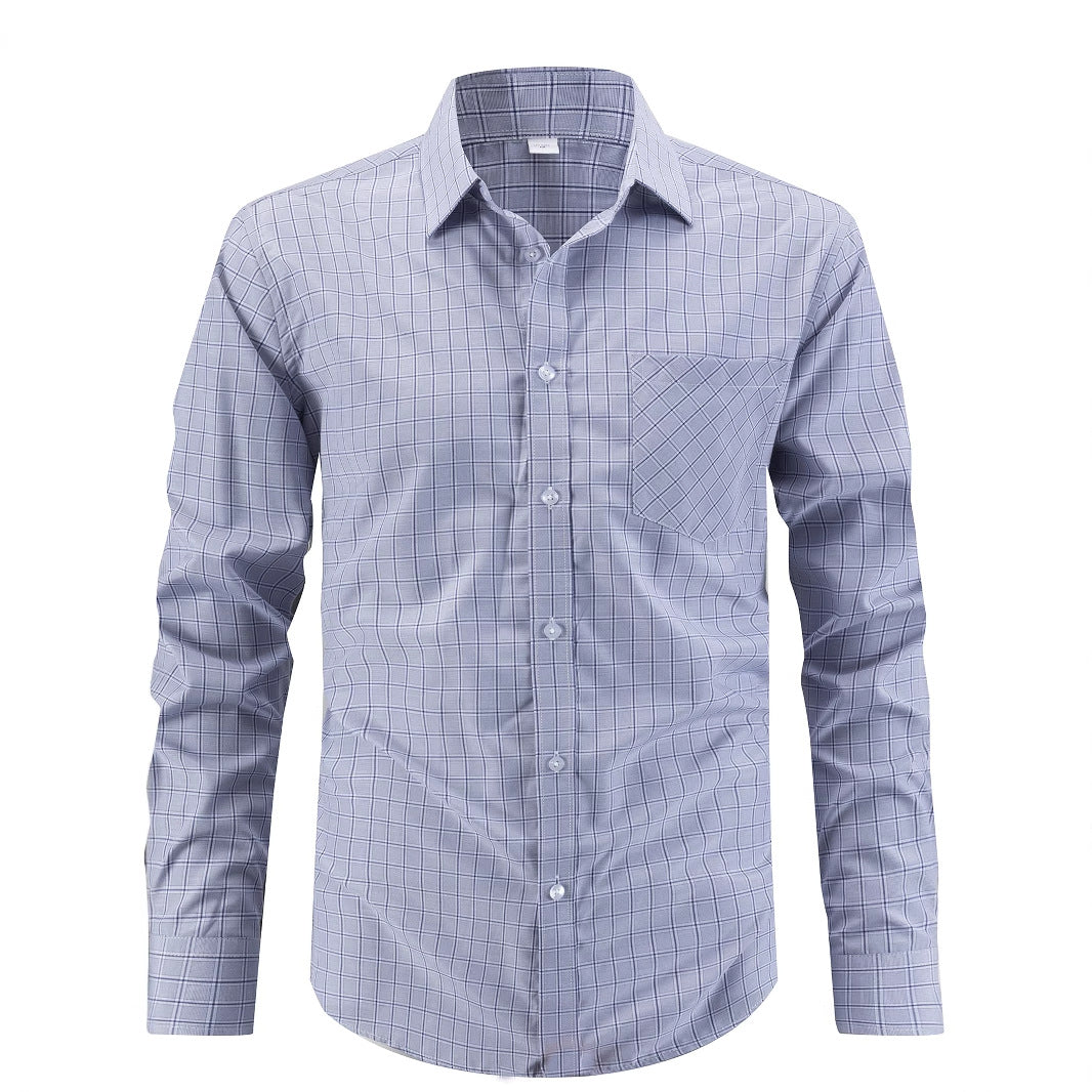 Men's elegant long-sleeve shirt with modern check design Lisslune