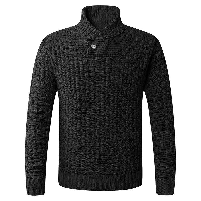 Men's knitted sweater with modern shawl collar and button details Lisslune