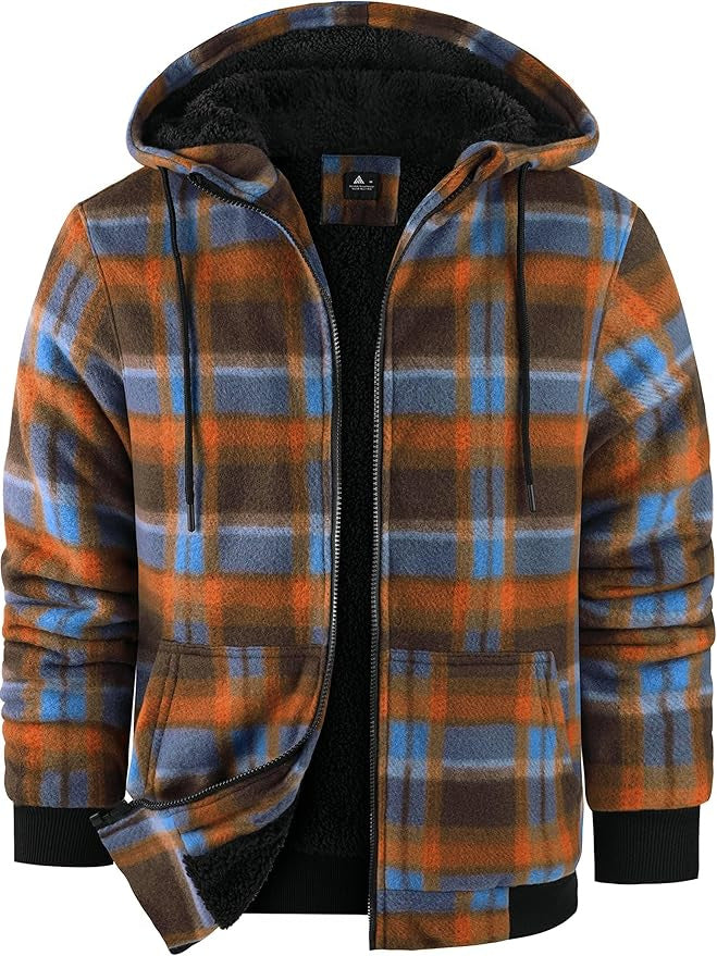 Men's fleece jacket with modern check pattern and cozy inner lining Lisslune