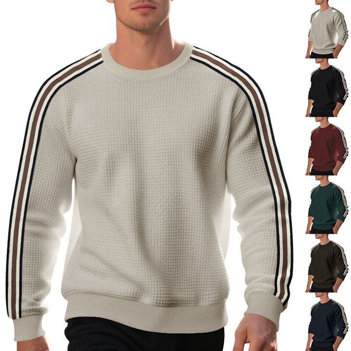Men's Comfortable Sweatshirt with Textured Design and Stylish Stripe Details Lisslune