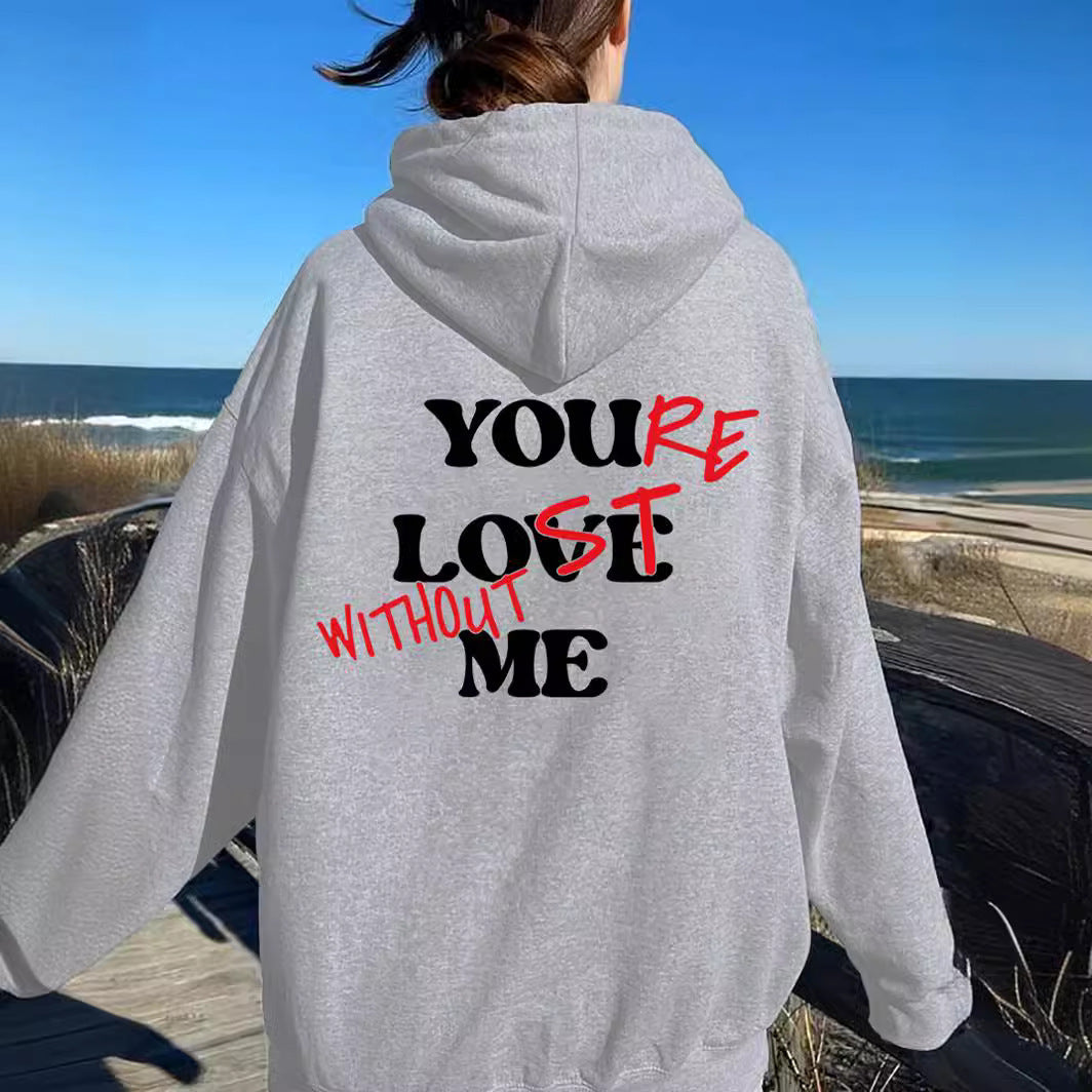 Women Oversized Hoodie with Inspirational Print Lisslune