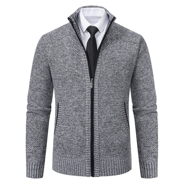 Men's elegant cardigan with high collar and practical zipper Lisslune