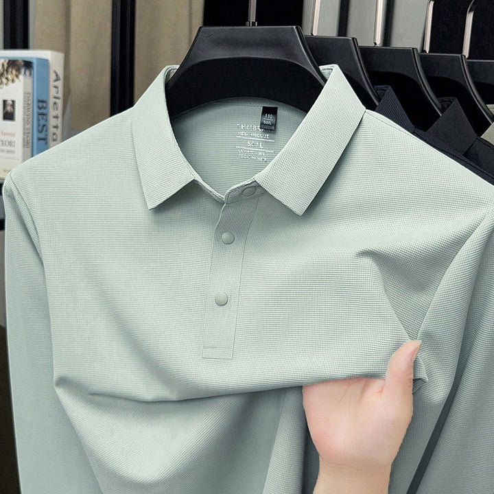 Men's Long Sleeve Polo Shirt with Breathable Structure Lisslune