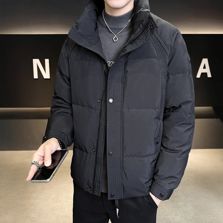 Men's Quilted Winter Jacket with Generous Hood and Insulating Filling Lisslune
