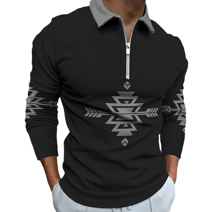 Men's long sleeve shirt with modern ethnic design and high-quality zipper Lisslune