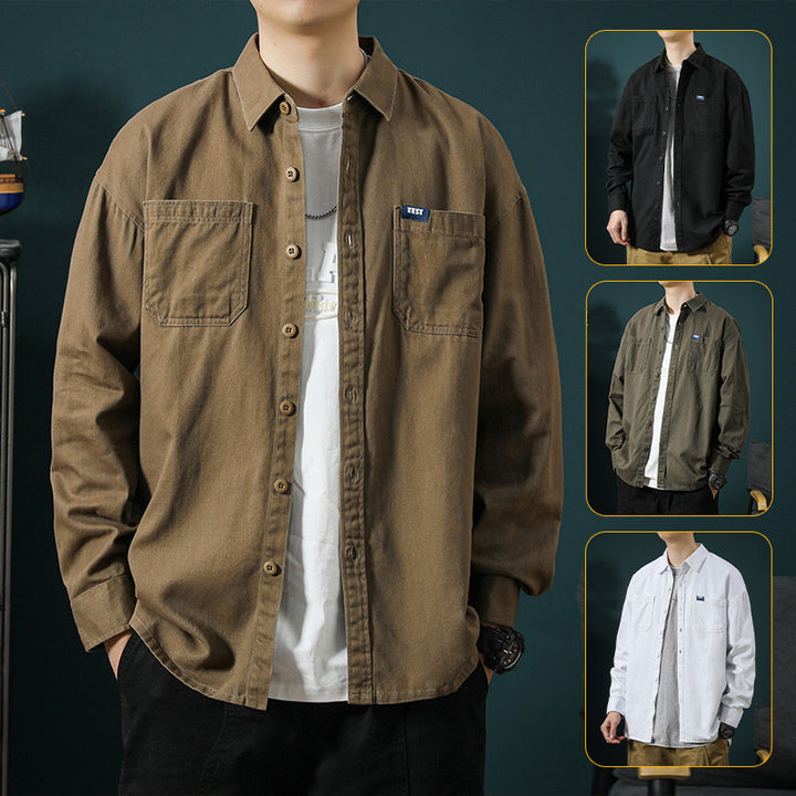 Men's casual long-sleeve shirt with practical breast pockets Lisslune