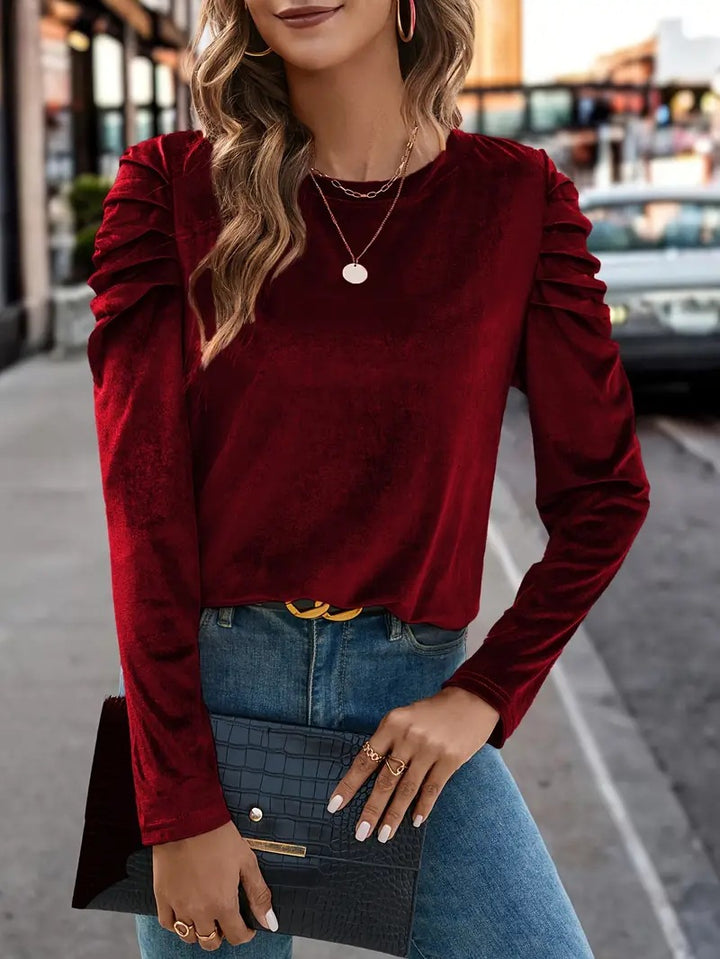 Damen Elegantes Langarmshirt mit Raffungen Lisslune