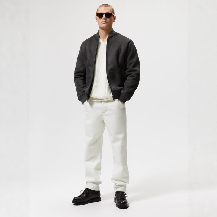 Men's bomber jacket made of soft suede artificial Lisslune